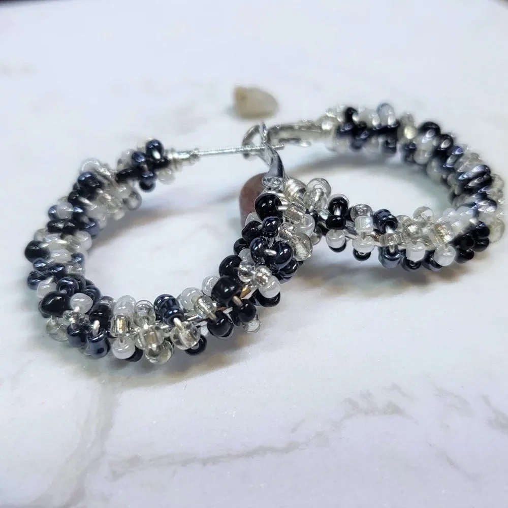 Handmade beaded hoops - Picture 2 of 4